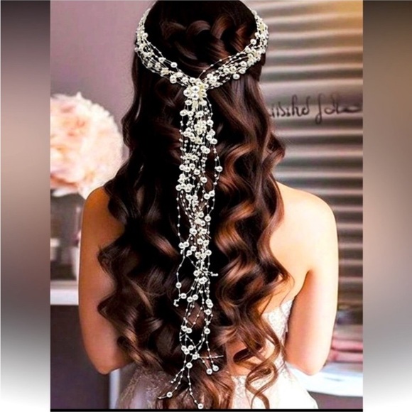Accessories - Crystal Pearl Bridal Hair Vine - Silver and White